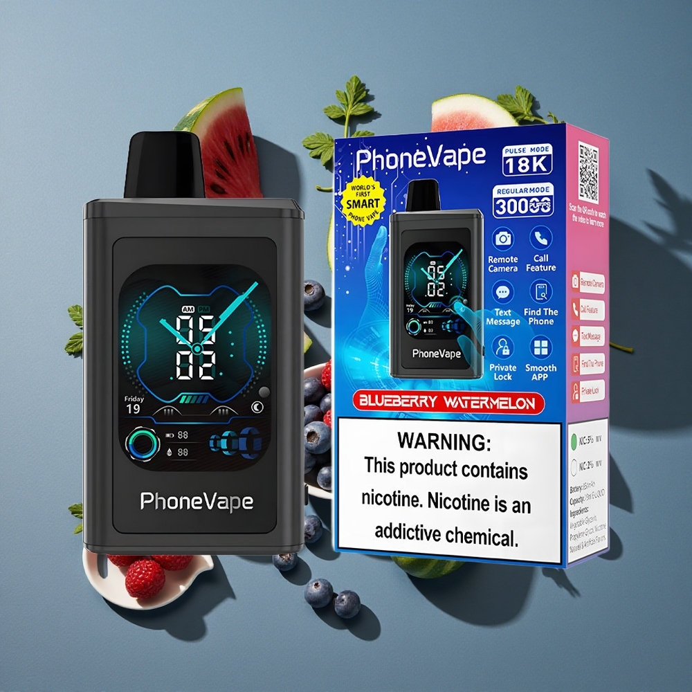 Myrtille Pastèque JNR PhoneVape 30000 bouffées vente en gros Belgique Rechargeable Type-C 850mAh App Contrôlé