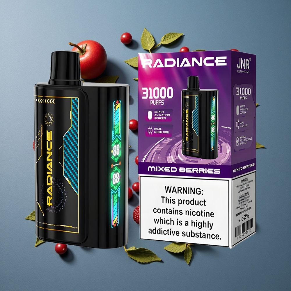 Baies Mixtes JNR Radiance 31000 Puffs 28ml E-liquide vente en gros Belgique Ecran Animation Intelligente