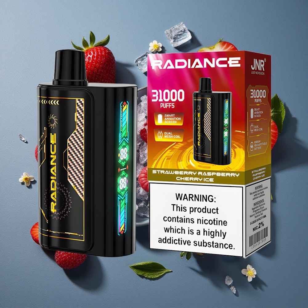 Fraise Framboise Cerise Glacée JNR Radiance 31000 Puffs Dual Mesh Coil vente en gros Belgique