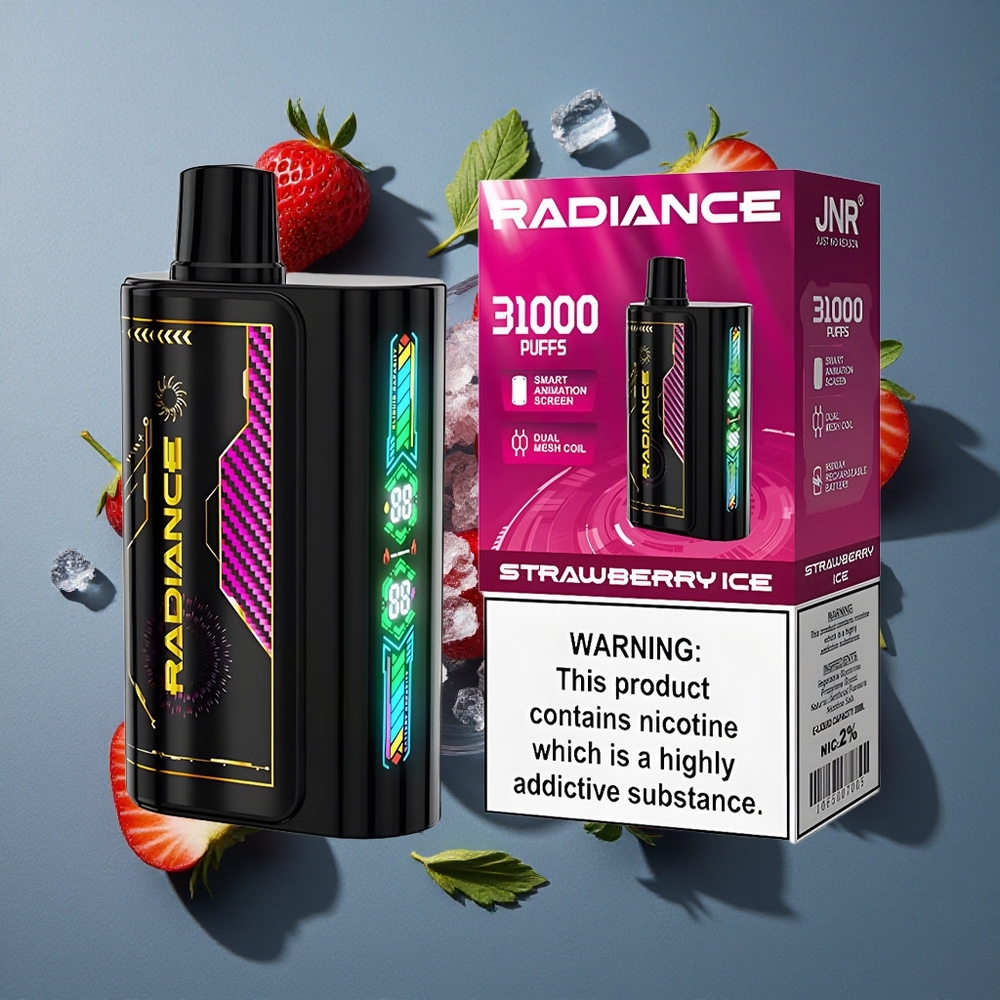 Fraise Glace JNR Radiance 31000 Puffs 28ml E-liquide vente en gros Belgique Dual Mesh Coil