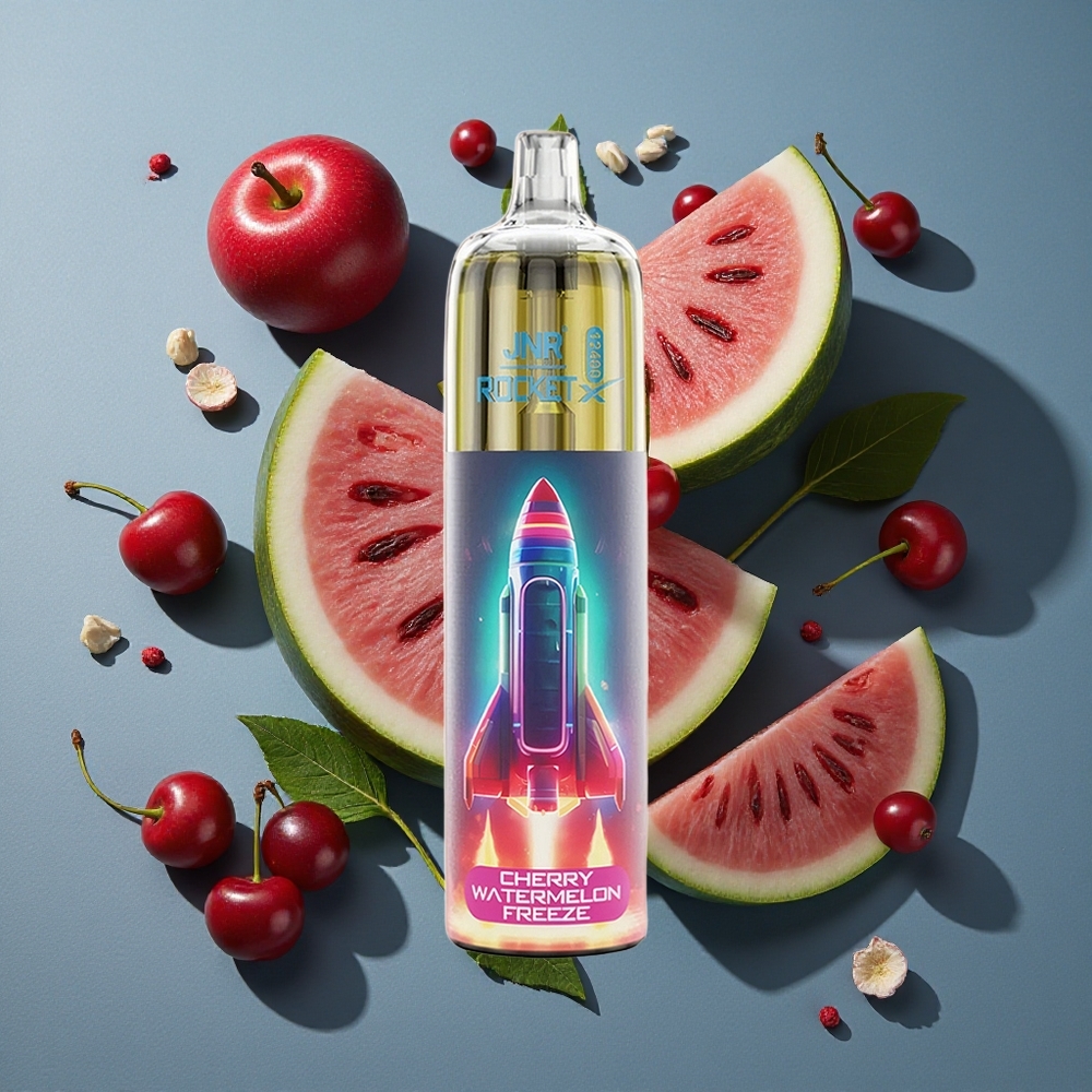Cerise Pastèque Glacée JNR Rocket-X 12400 Puffs avec éclairage RGB et flux d'air réglable vente en gros Belgique