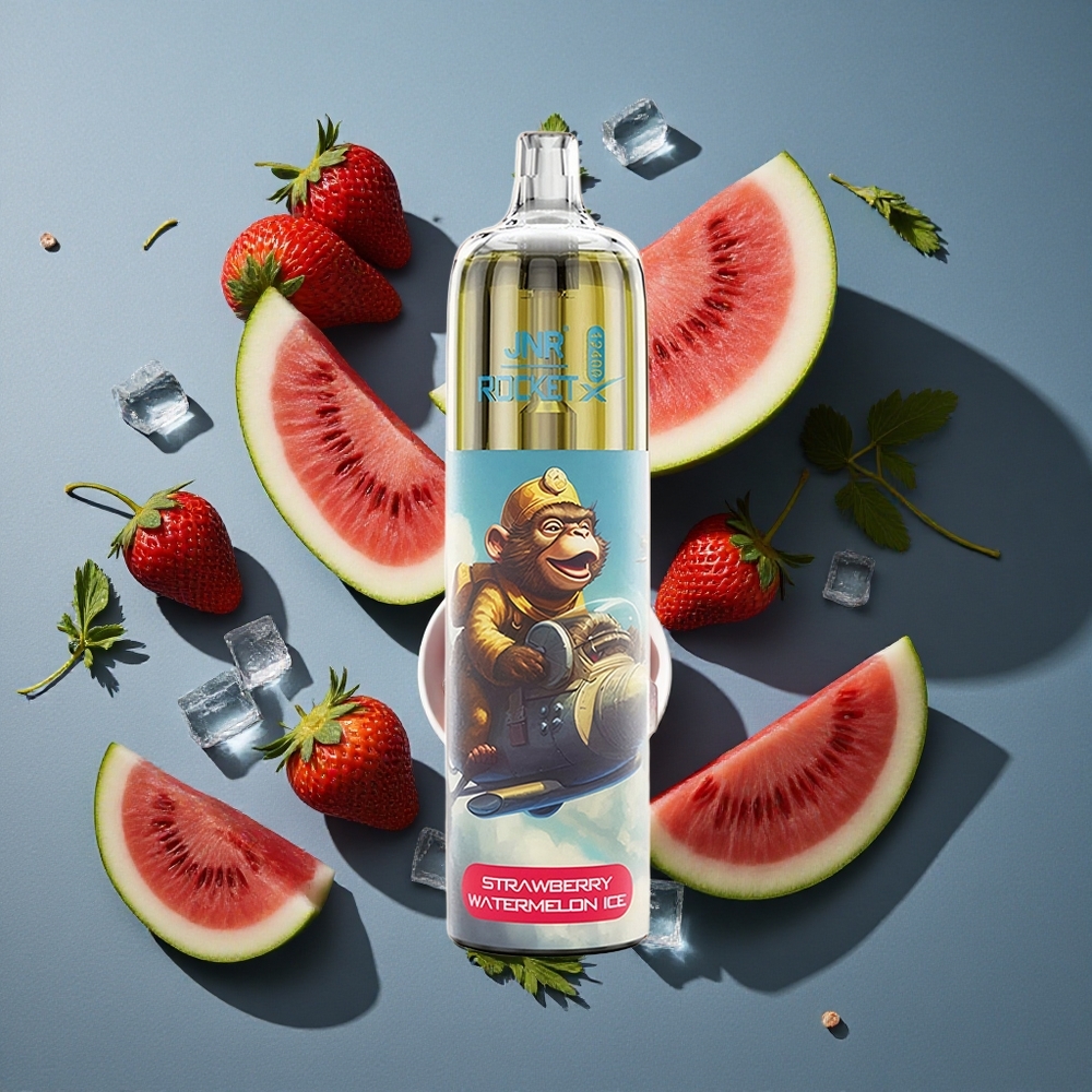 Fraise Pastèque Glacée JNR Rocket-X 12400 Puffs vente en gros Belgique Double Airflow et Lumières RGB