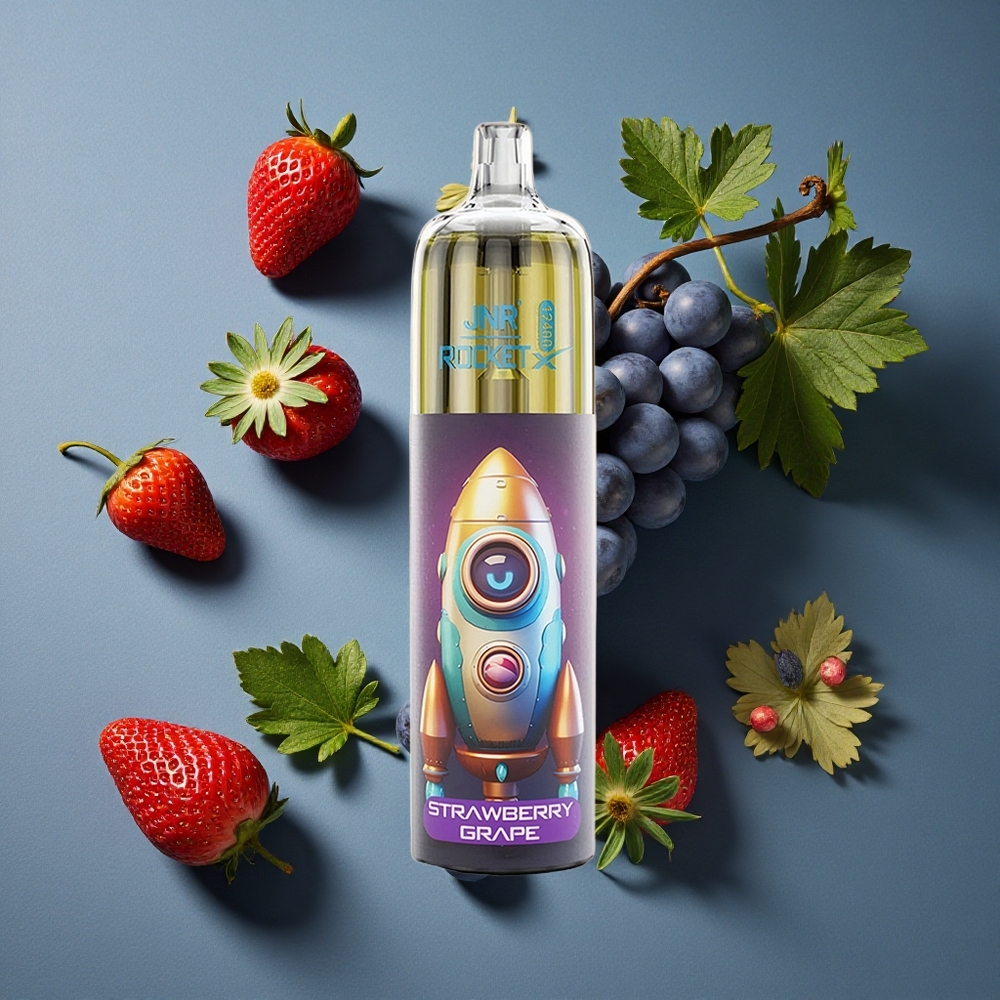 Fraise Raisin JNR Rocket-X 12400 Puffs vente en gros Belgique Double Airflow Réglable Lumières RGB