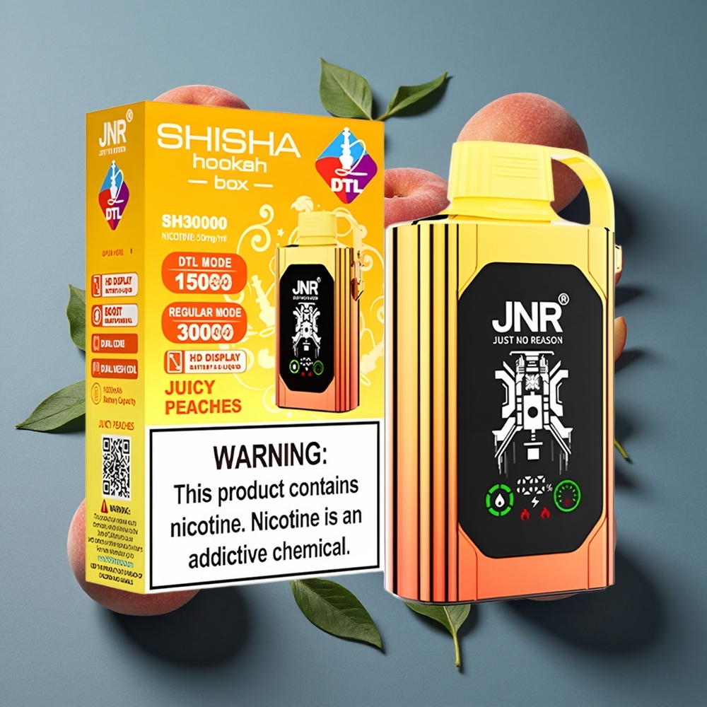 Pêches Juteuses JNR Shisha Hookah Box 20500 Puffs - Affichage HD, 25ml - vente en gros Belgique