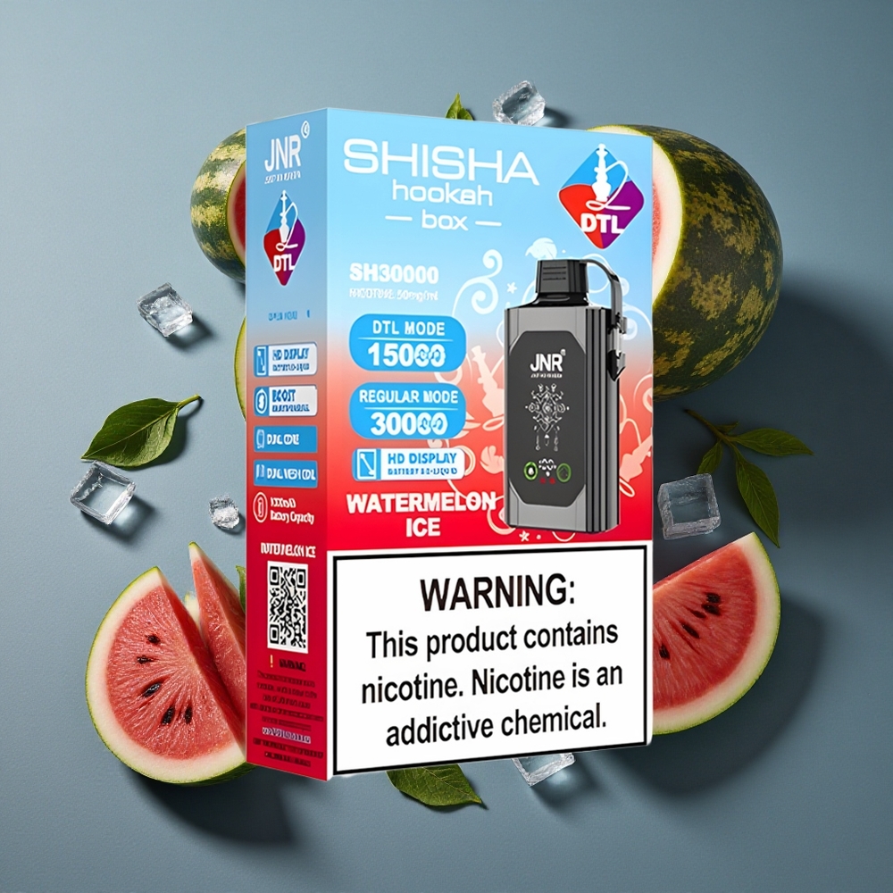Pastèque Glacée JNR Shisha Hookah Box 20500 Puffs vente en gros Belgique Affichage HD & Double Mesh Coil