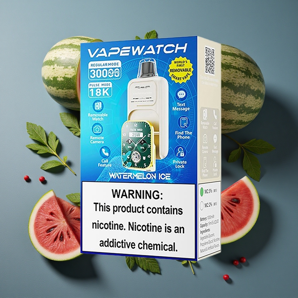Pastèque Glacée JNR Vape Watch 30000 Puffs 19mL e-liquide vente en gros Belgique Dual Mesh Coil