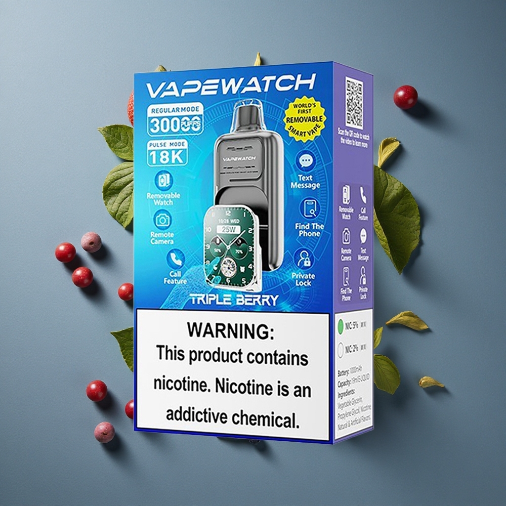 Triple Baies JNR Vape Watch 30000 Puffs 19mL e-liquide vente en gros Belgique Dual Mesh Coil