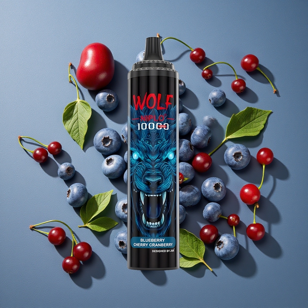 Myrtille Cerise Canneberge JNR Wolf Niplo 10000 Puffs 20ml 0% 2% 5% Nicotine vente en gros Belgique